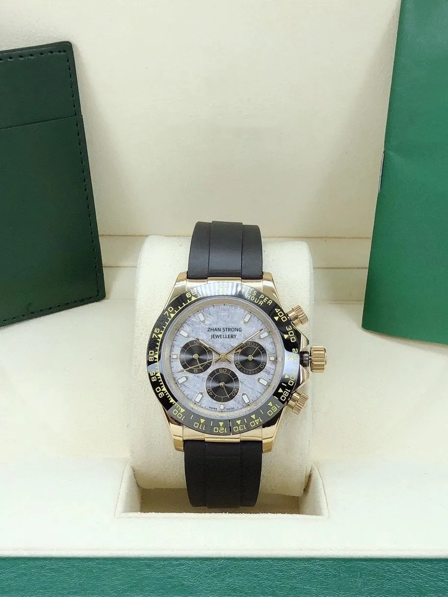Movimento mecânico automático Mens relógios designers clássicos de 40 mm de borracha preta de aço inoxidável Man Wristwatch Moda Sports Watch for Men Montres de Luxe