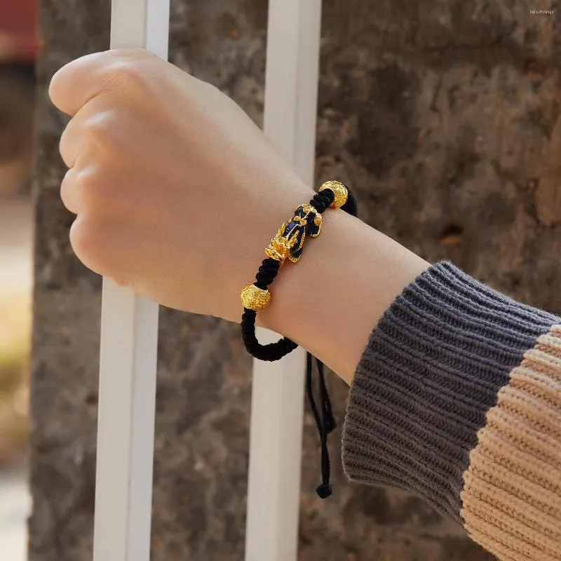 CHARM BRACELETS Zenginlik ve İyi Şanslar Çin Fengshui Pixiu Bilezik Erkekler için Kadın Unisex Wristband Boncuklar El Yapımı Örgülü Takı Hediyesi