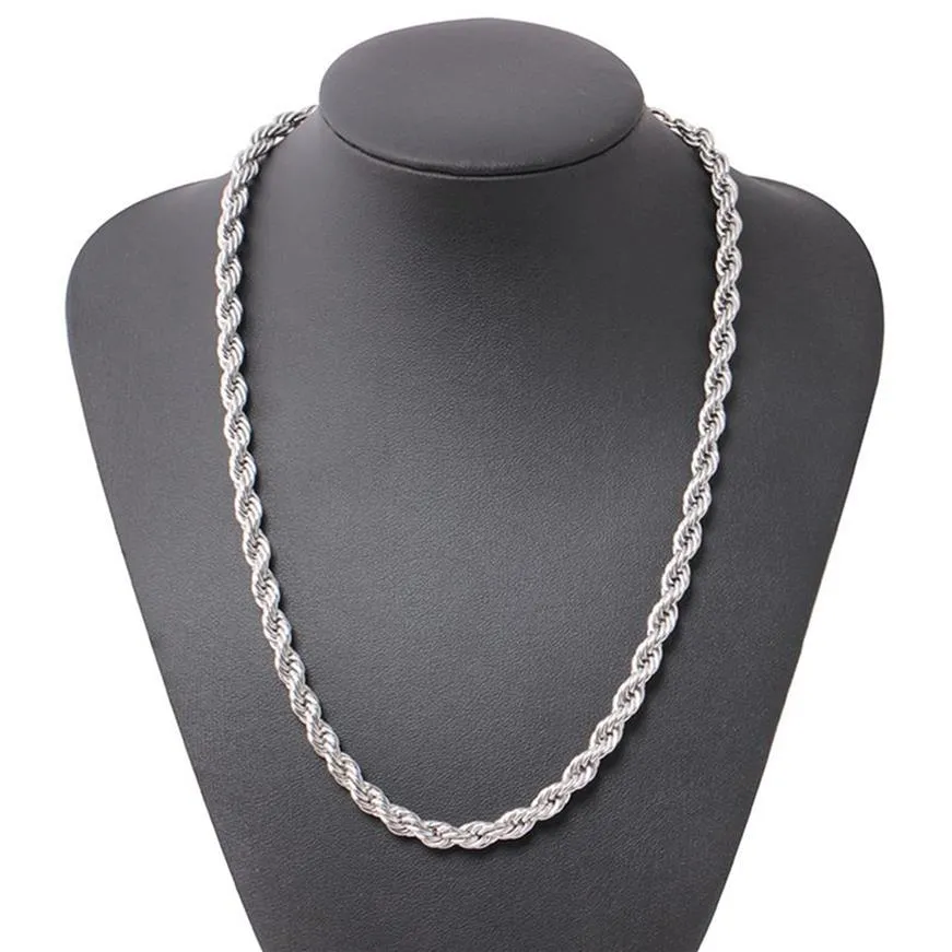 ed Rope Chain Classic Mens Jewelry 18k White Gold Filled Hip Hop Fashion Necklace Jewelry 24 Inches208Y