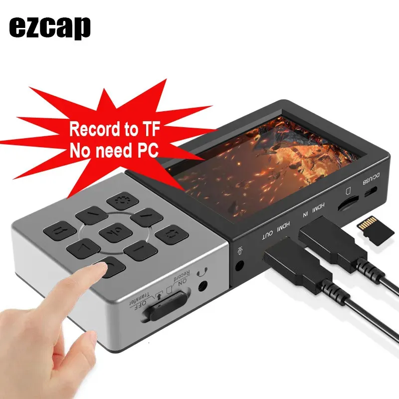 DVR-kaarten Ezcap 273 HD 1080P 60fps Video Capture Card Game Live streaming Opnamebox met LCD-scherm Afspelen Speler Mic In Audio 231117