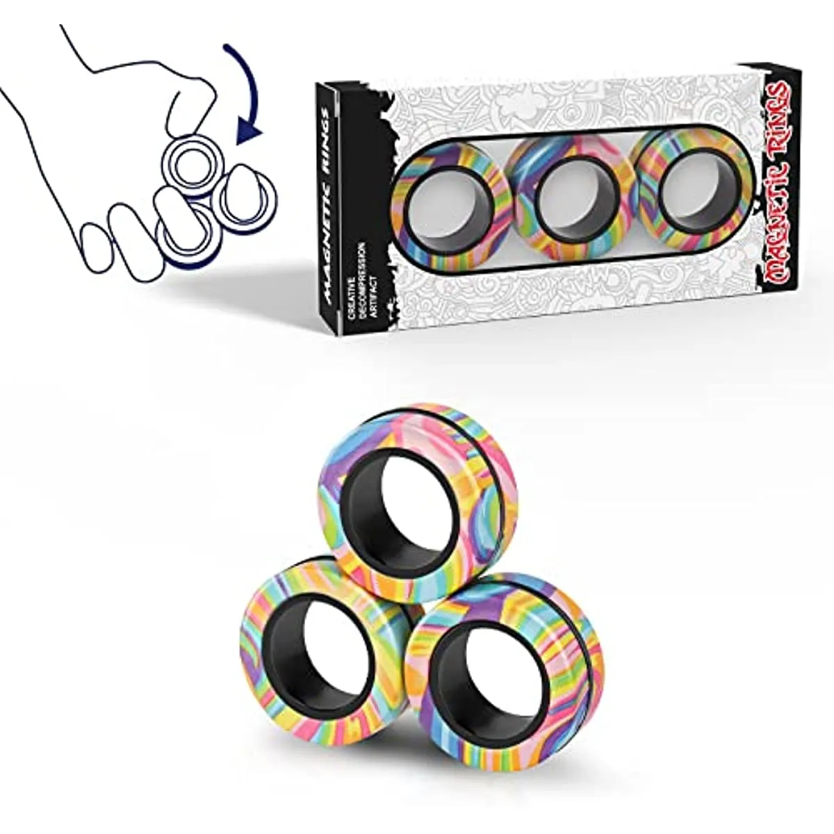 Magnetische ringen Fidget Toy Set Idee ADHD Toys Adult Magnets Spinner Rings voor angstverlichtingstherapie