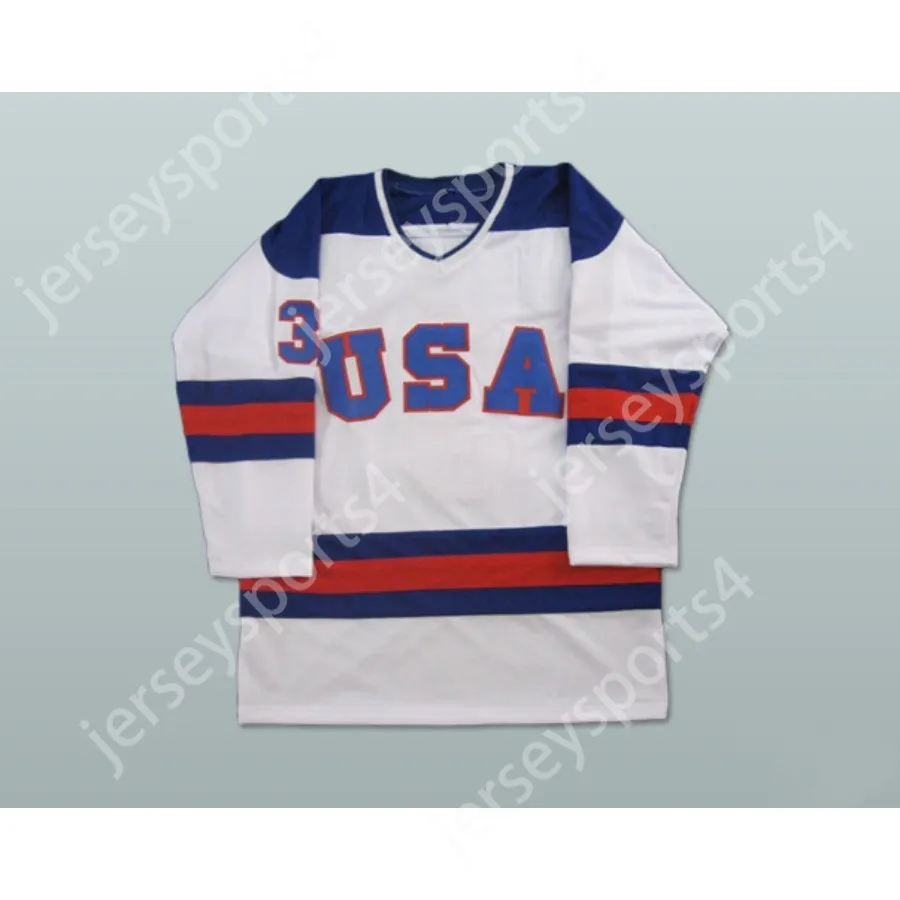 Anpassad 1980 Miracle on Ice Team USA Ken Morrow 3 Hockey Jersey New Top Stitched S-M-L-XL-XXL-3XL-4XL-5XL-6XL