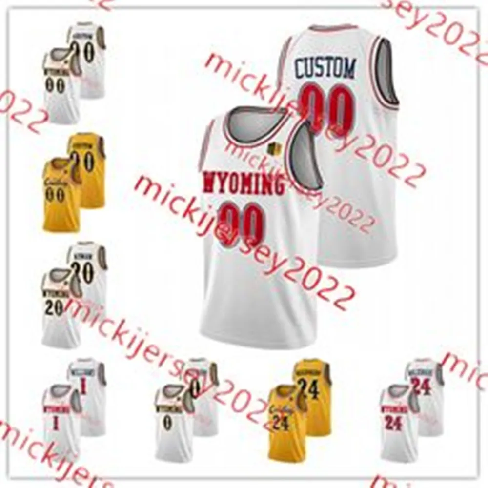 Nigle Cook Kob Newton Wyoming Jersey Customed Mens Youth 3 Sam Griffin 5 Cam Manyawu 10 Levi Brown 13 AKUEL KOT Wyoming Cowboys Basketball Jerseys