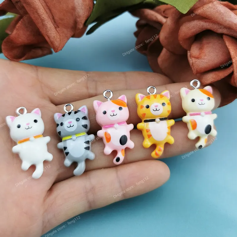 20pcs/pack Kawaii Cat Charms Pendants for Jewelry Making Animal Resin Charms Jewlery Findings DIY Craft F917 Fashion JewelryCharms kawaii accessories jewelry