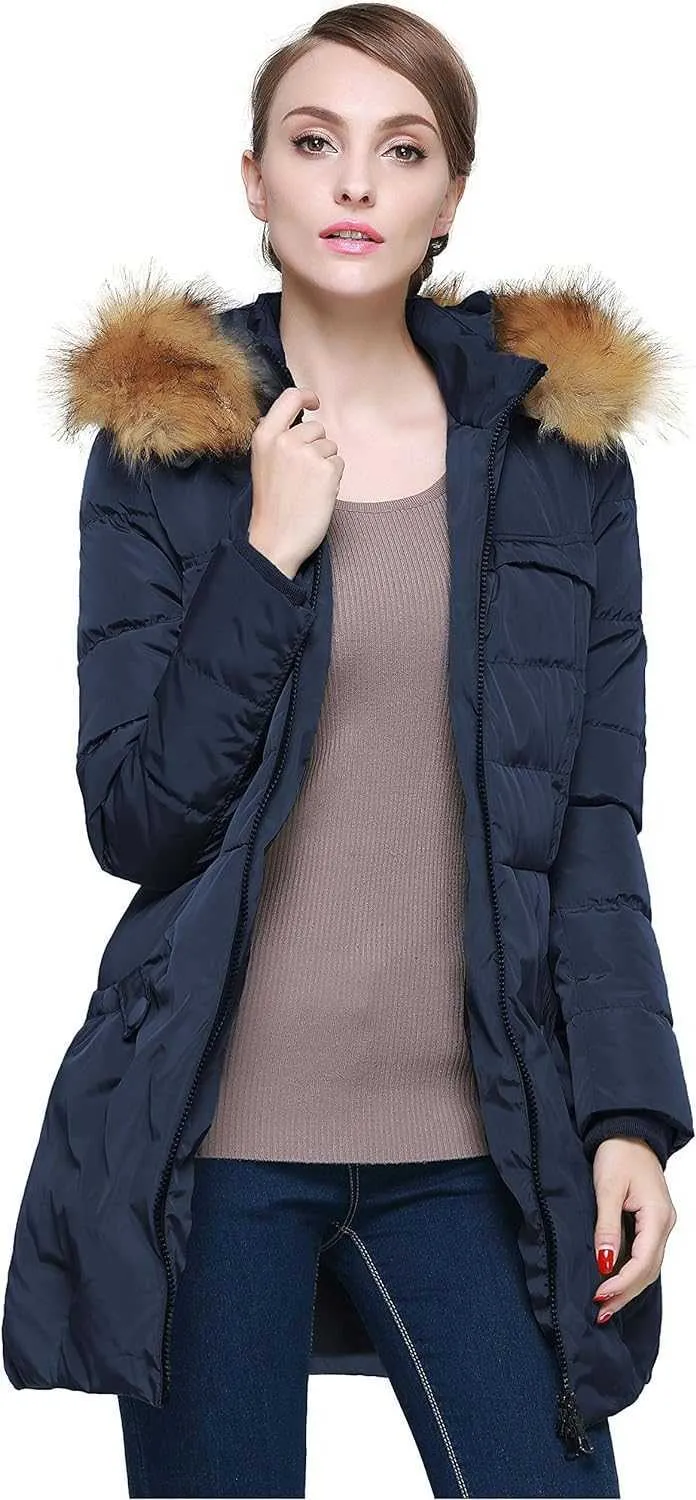 Orolay Damen-Winter-Daunenjacke mit Kunstpelzbesatz an der Kapuze 8J596M3GB