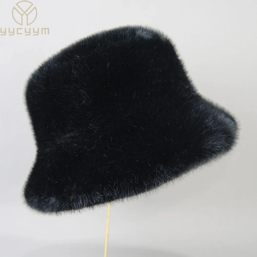 Beanie Skull Caps False Mink Fur Berets Elegant Women s Winter Design Fashion Artificial Hats Knitted Warm Beanies Hat 231117