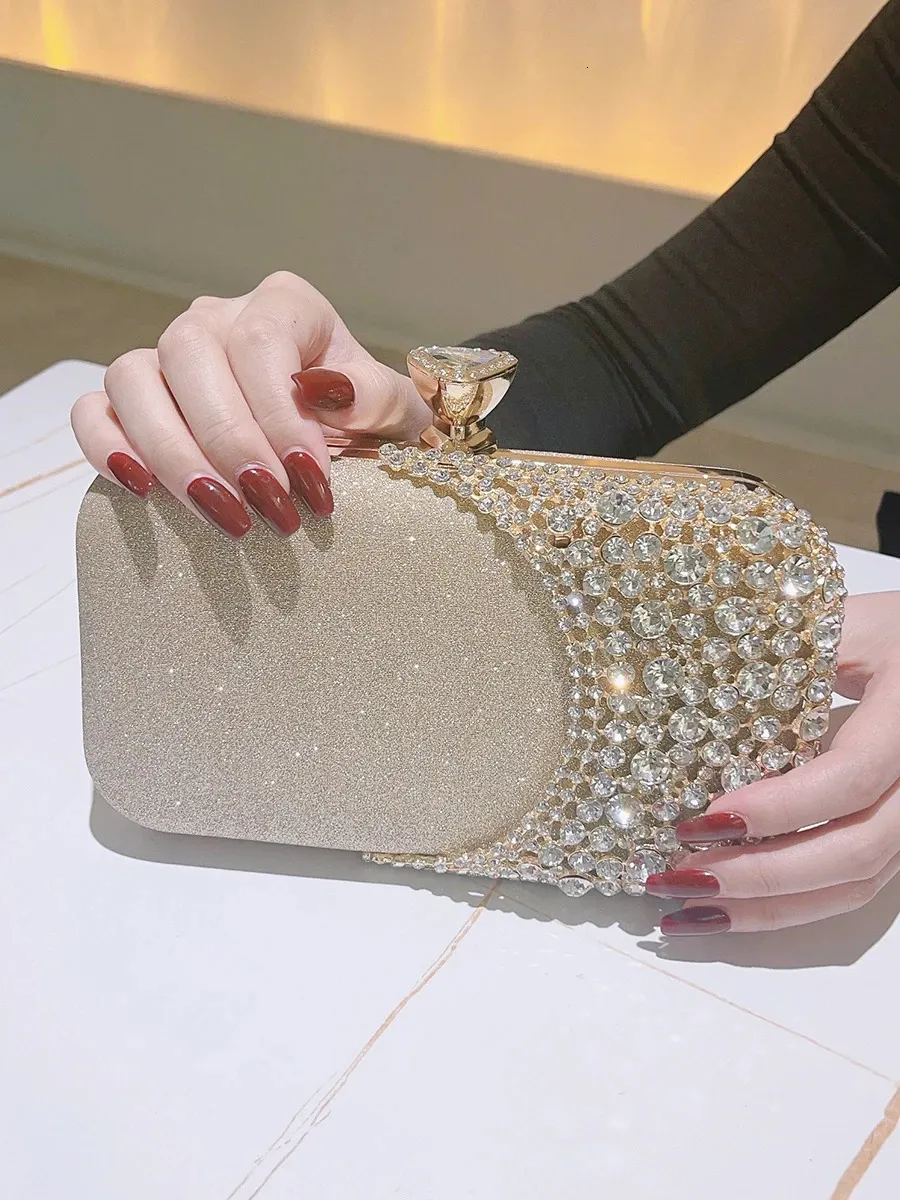 Evening Bags Crystal Evening Clutch Bag Wedding Purse Bridal Prom Party Sparkly Dinner Clutch Bags Rhinestone Glitter Handbag Gold 231117