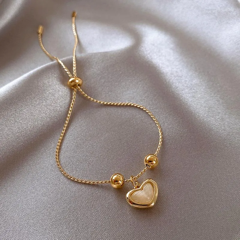 Chaînes 2023 Simple mode mignon coeur coquille naturelle pendentif Bracelet couleur or collier collier cadeau bijoux