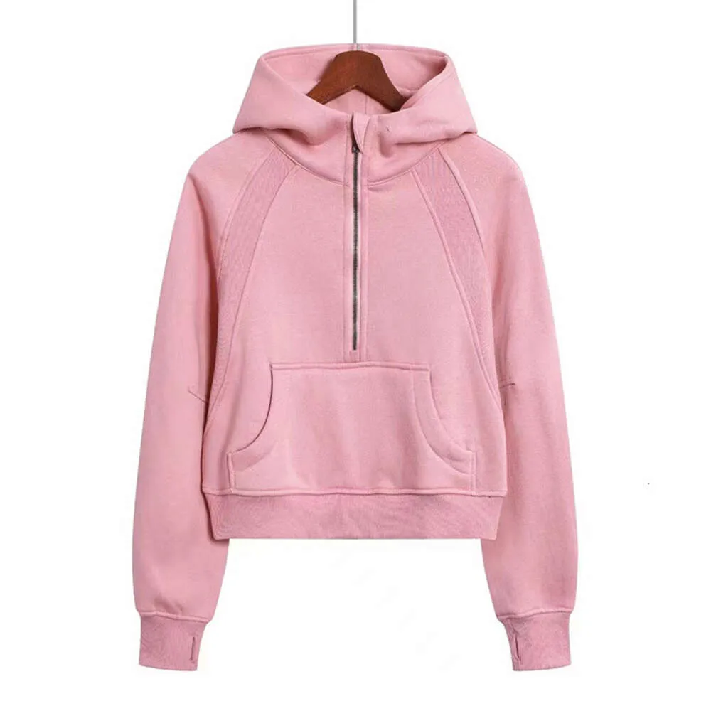 Lu Align Woman Woman Women Half Jacket Ocuba Płaszcz z kapturem z kapturem zamek błyskotliwy Kurtka Swater Outdoor Sportswear na jesień i zimowe ciepłe luźne, dopasowanie Jogger Lemon Lady Gry Spor