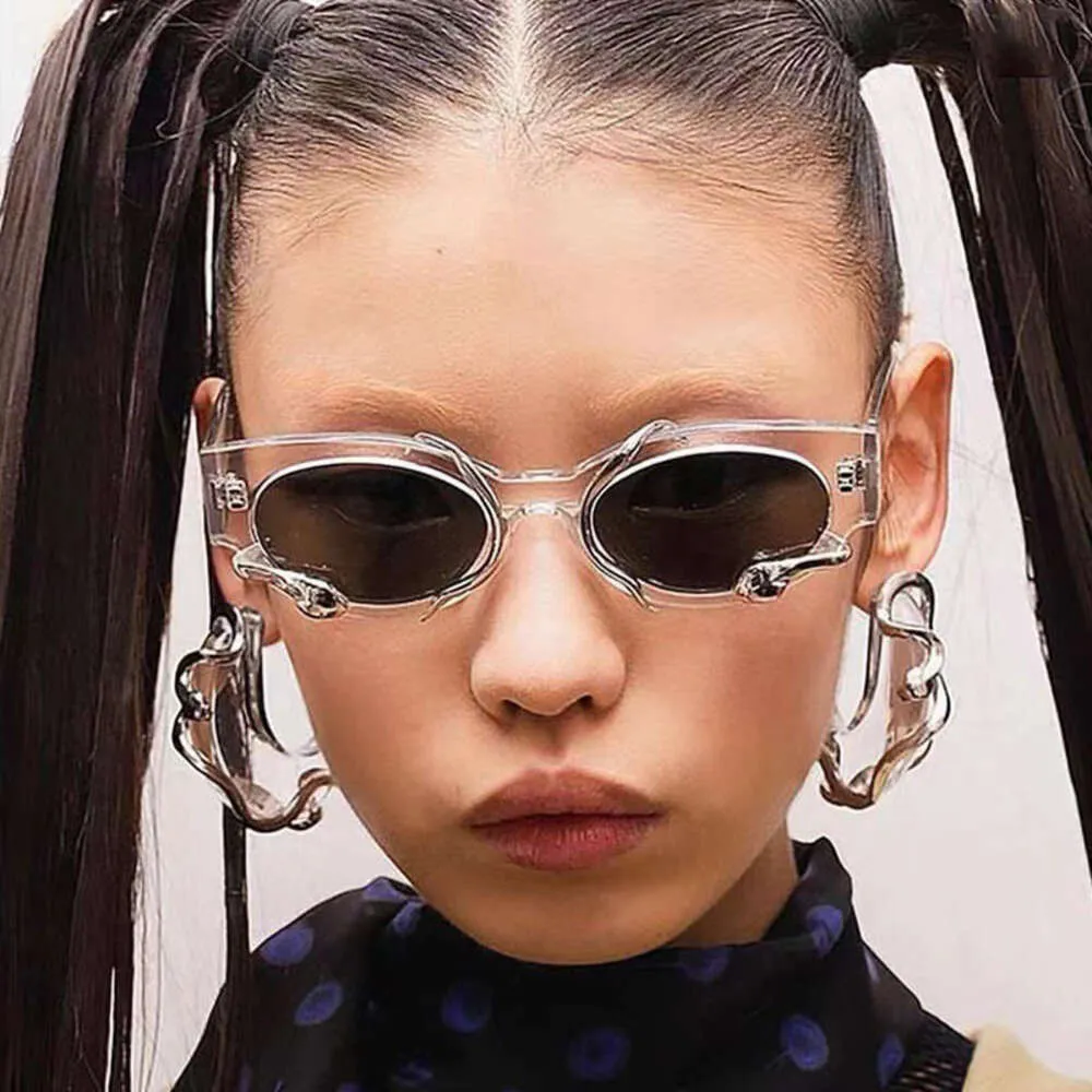 Versión coreana de nuevas gafas de alta gama, gafas de sol decorativas con forma de serpiente a la moda, gafas de sol de tendencia fotográfica de la misma calle jennie