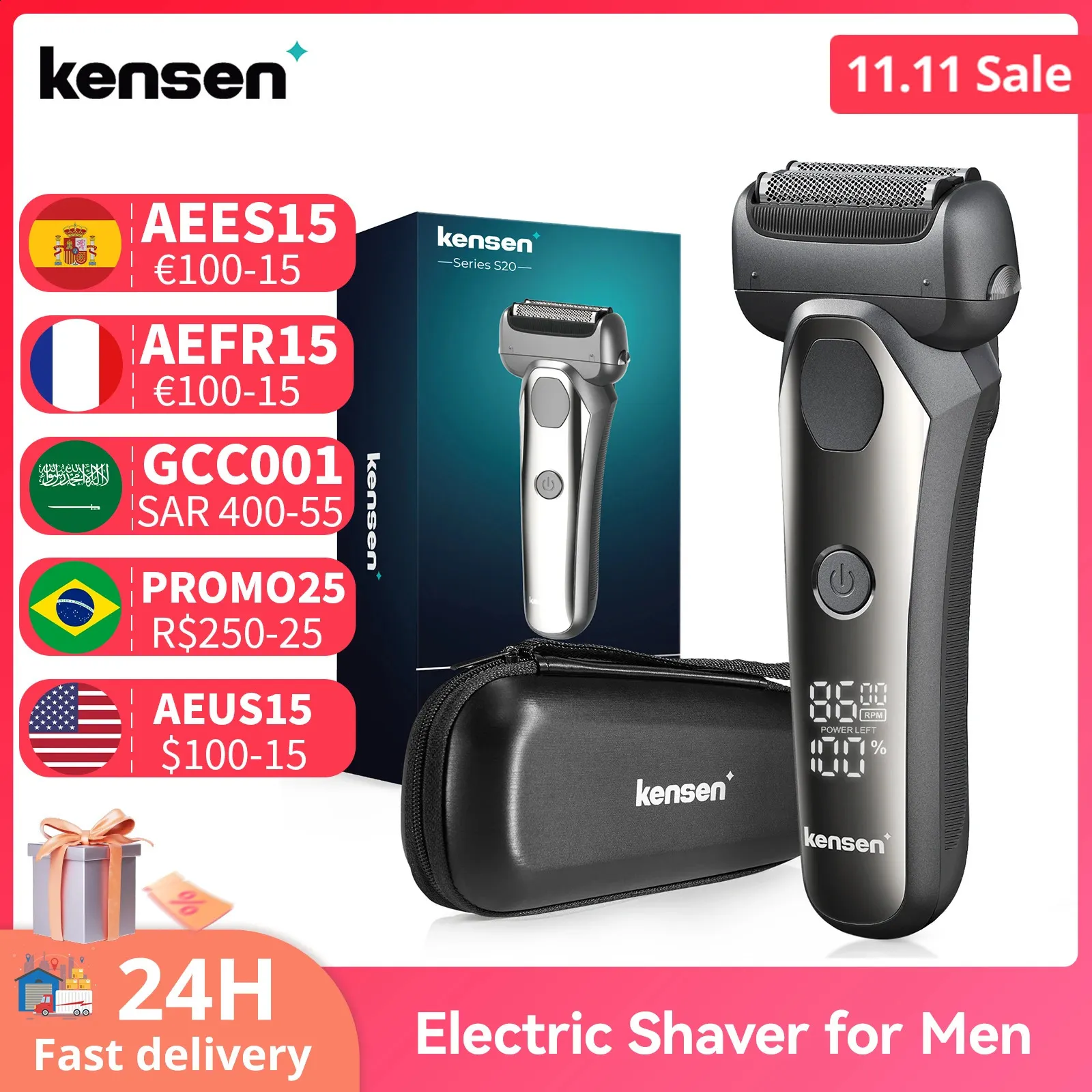 Electric Shavers Kensen Electric Shaver for Men 3D Floating Blade Washable Type-C USB Rechargeable Shaving Beard Razor Trimmer Machine For Barber 231116