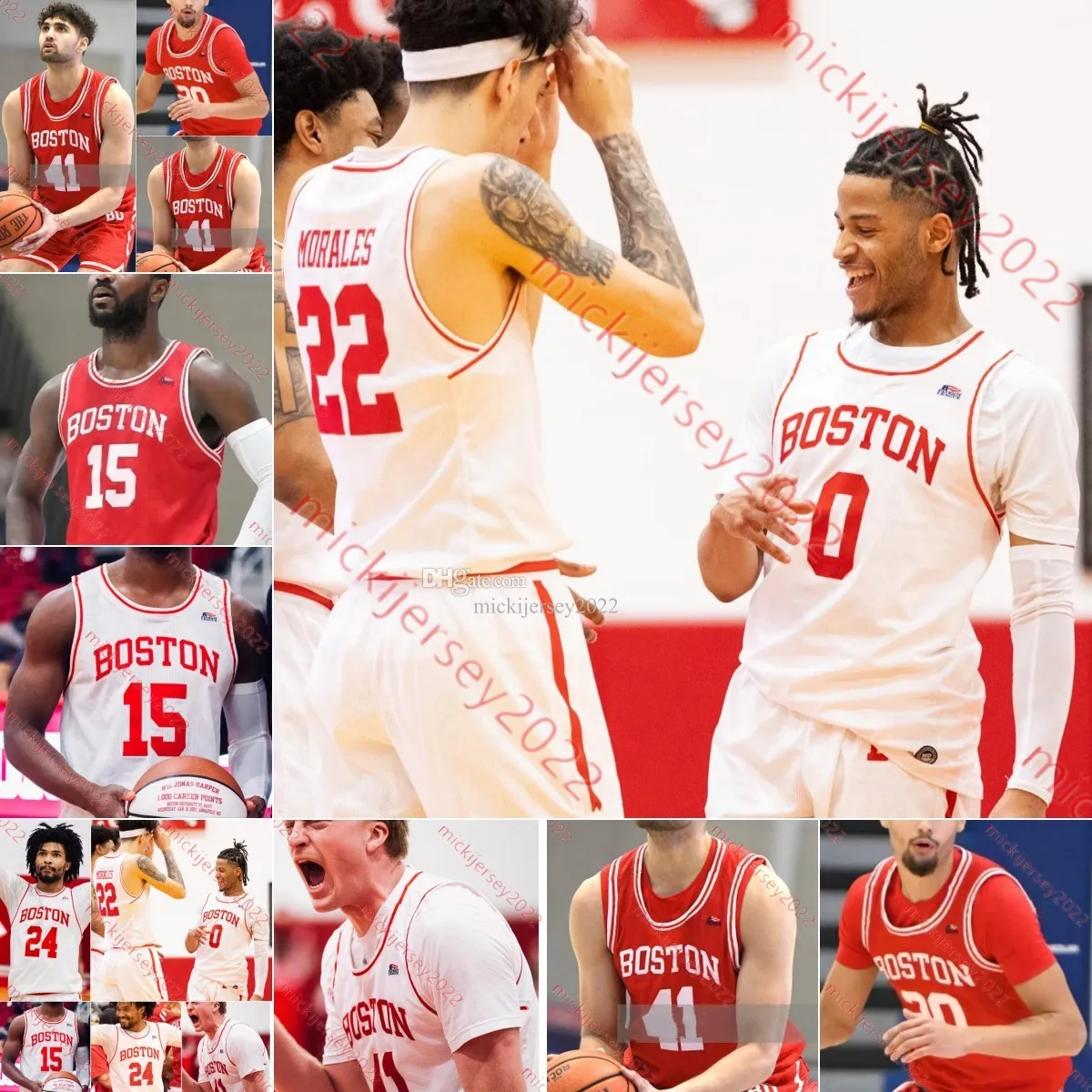 Maglia da basket Boston University Terrier Jonas Harper Jordon Tab Andrew Patnode Anthony Morales Miles Brewster Ben Palacios Maglie personalizzate Boston University