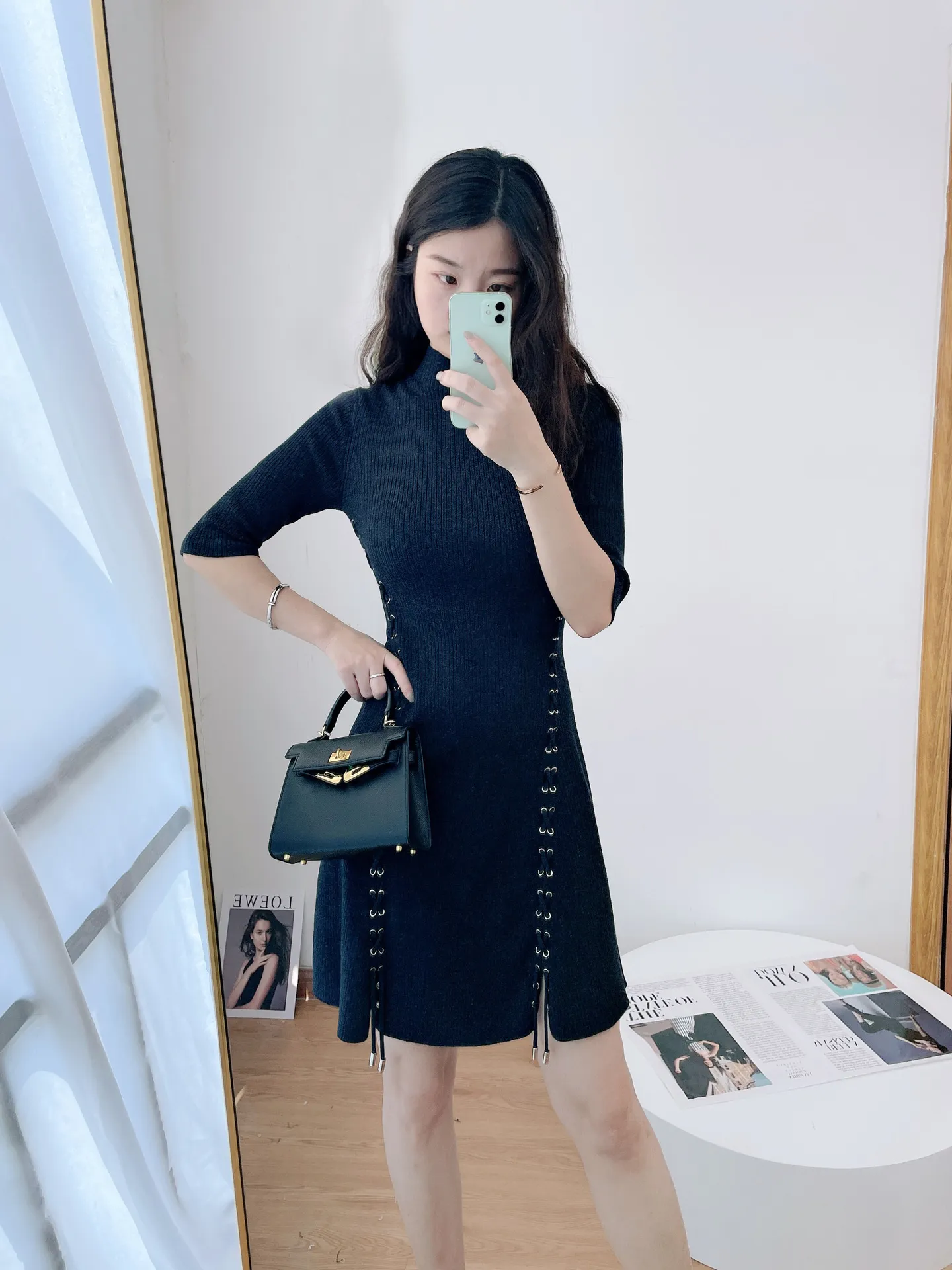 knee length dresses for ladies The Smocked Sleep Eyelet Dress. -- Bluebell Ditsy – The Great main image 0