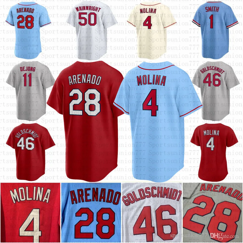 28 Nolan Arenado Gorman 46 Paul Goldschmidt Baseball Jersey Stan Musial Adam Wainwright Lars Nootbaar Albert Pujols Molina Smith