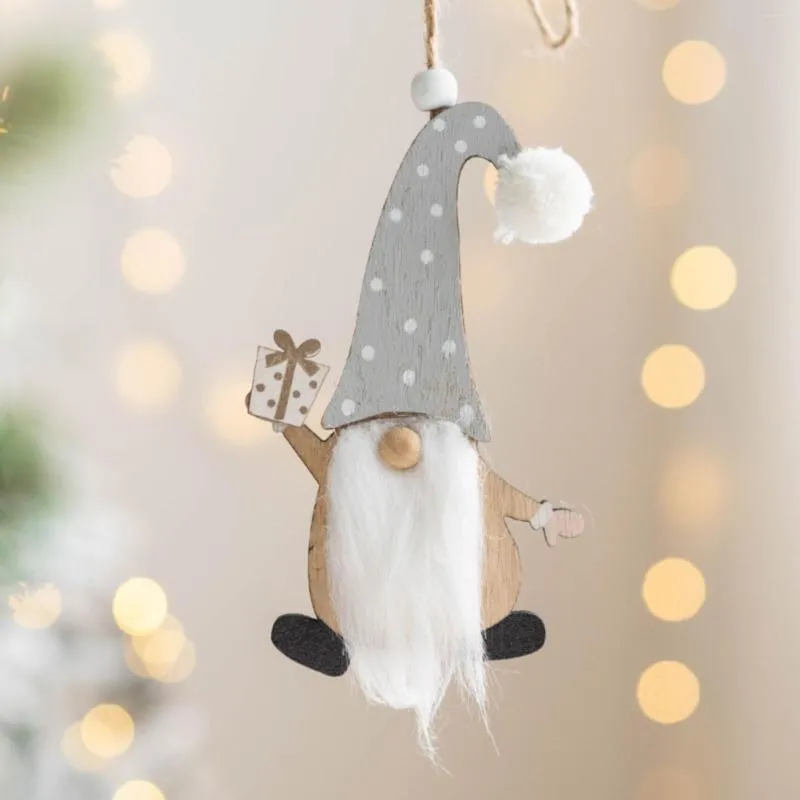 Figurine decorative Albero di Natale Ornamenti appesi Decorazioni Ciondolo in legno per ghirlanda di Pasqua con luci