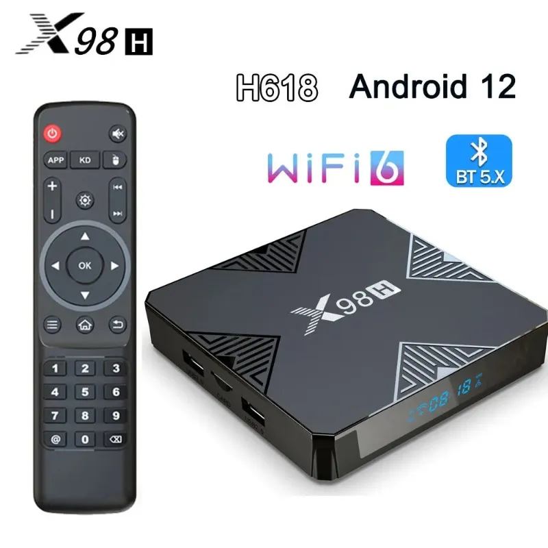 X98H Android 12 Wifi 6 Smart TV BOX Allwinner H618 4K HD 2G16G /4G32G Lettore multimediale 2.4G 5G Wifi Set Top Box