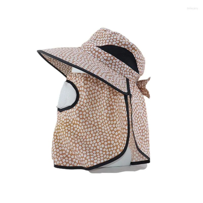 Cappelli a tesa larga Donna Protezione solare anti-UV Cappello Collo a scialle Cura del viso Visiera per la raccolta del tè Cappellini estivi per equitazione all'aperto Protezione solare