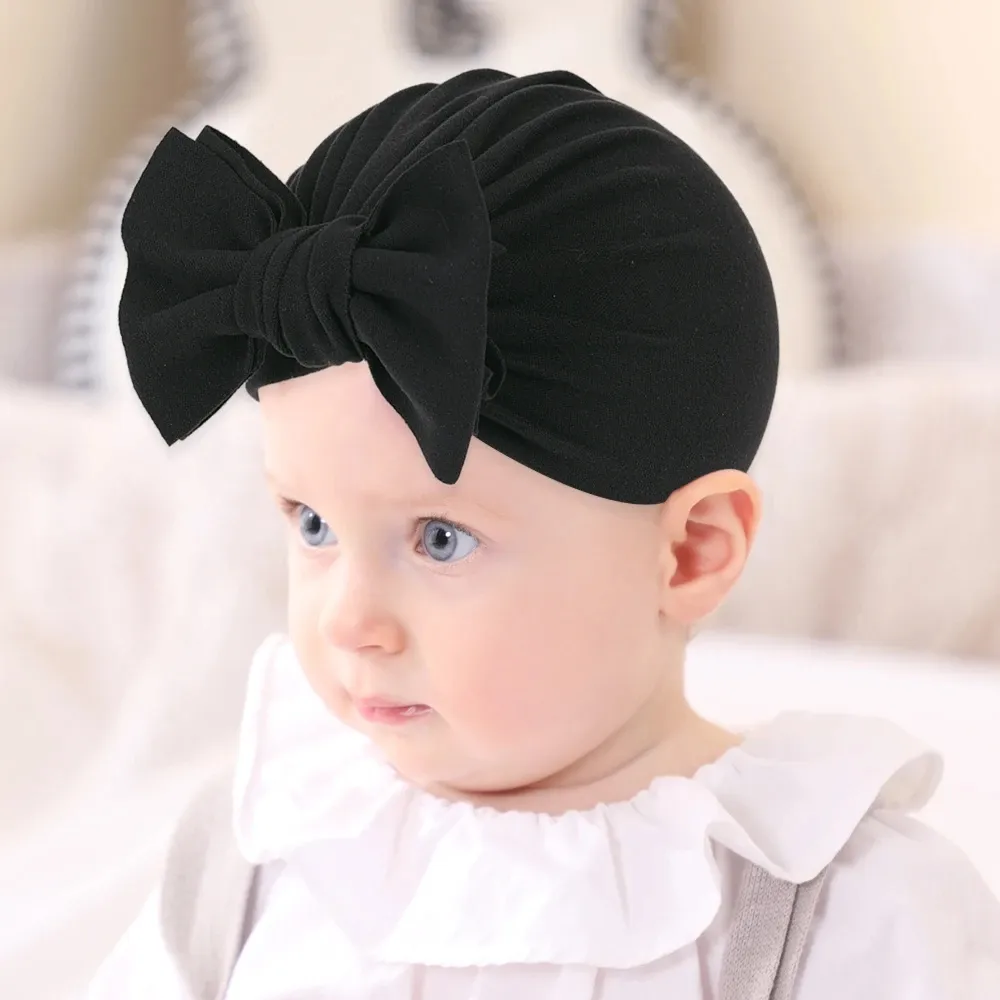 Baby Kinder Hüte Bowknot Turban Knoten Caps für Kleinkinder einfarbig Kopfwickel Ohren Abdeckung Childen Kleinkind Beanie Big Bow