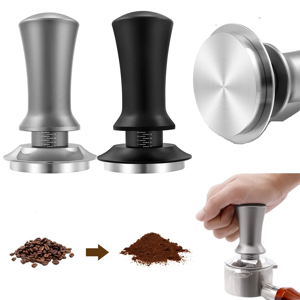 Tampers 51mm53mm58mm café inviolable à ressort élastique café inviolable aluminium bois acier inoxydable café poudre marteau 230417