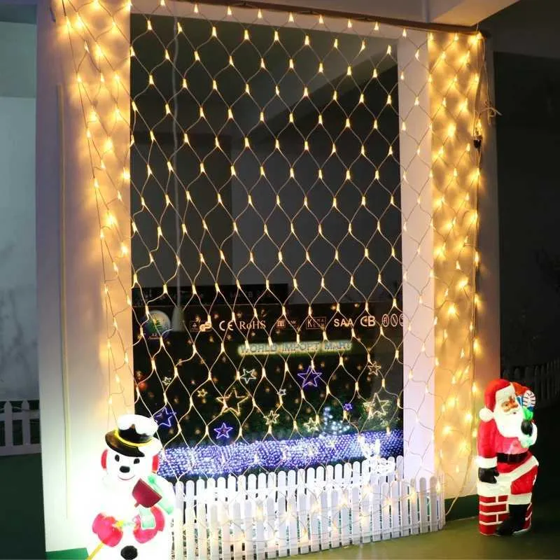 LED Strings Garland Curtain LED Outdoor Rete da pesca Luce Festoon Decorazione da giardino Outdoor Street Ghirlanda Matrimonio Capodanno Luci natalizie P230414