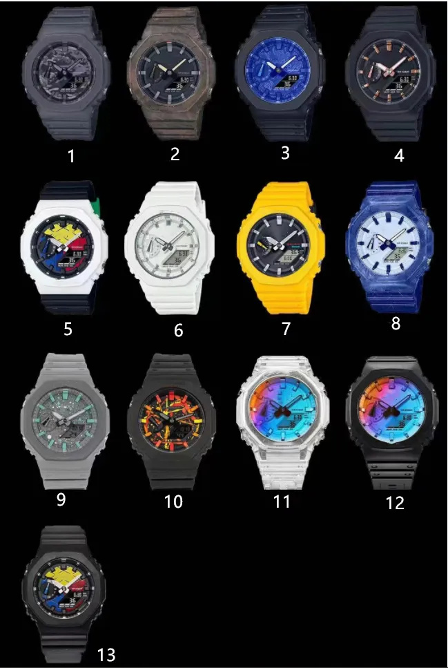 Original Shock Watch Sports Digital Quartz Unisex GA2100 Full Function Löstagbar montering LED Dial Oak Series