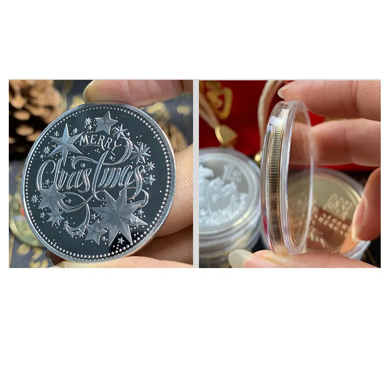Collezione di souvenir con moneta commemorativa del pupazzo di neve di Buon Natale Babbo Natale