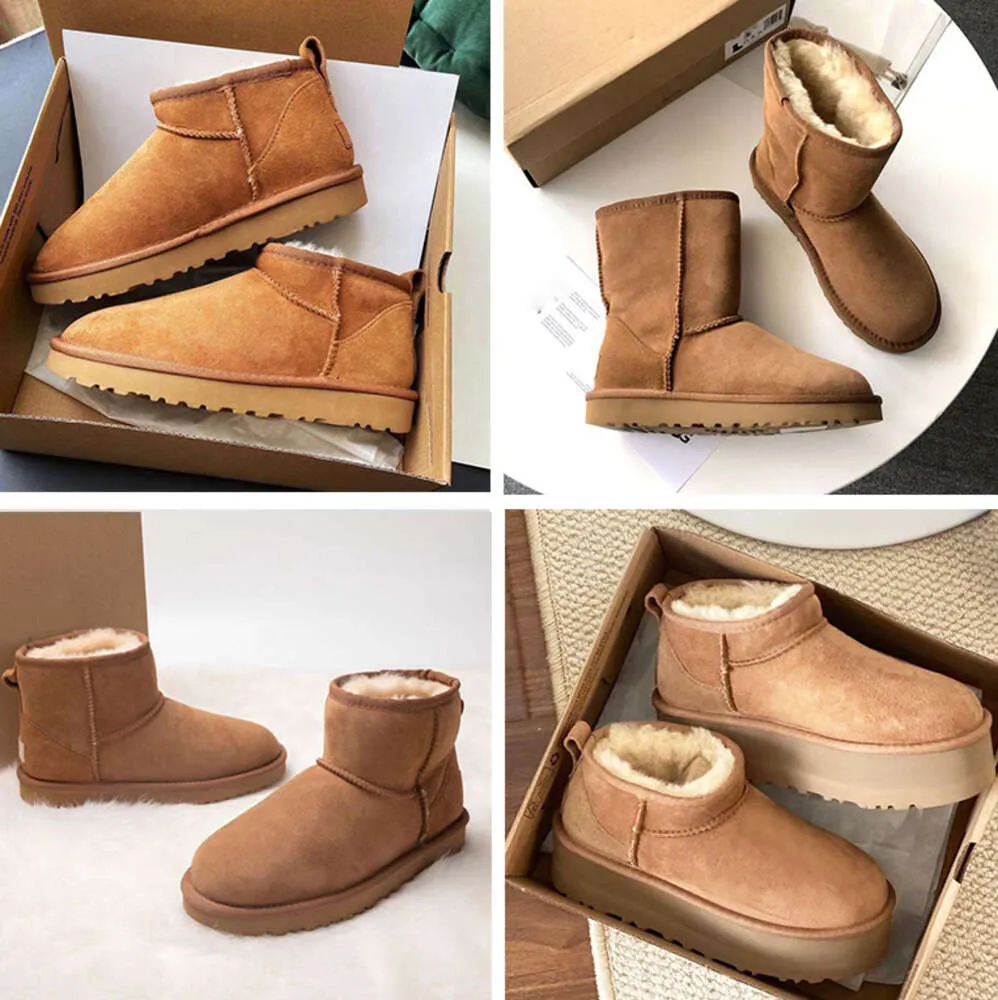 Designer Snow Ug Boots Botas femininas australianas Tasman Tazz Chinelos Bailey Dune Inverno Fivela Pele Curta Lã de Carneiro Uma Peça Natal Uggde