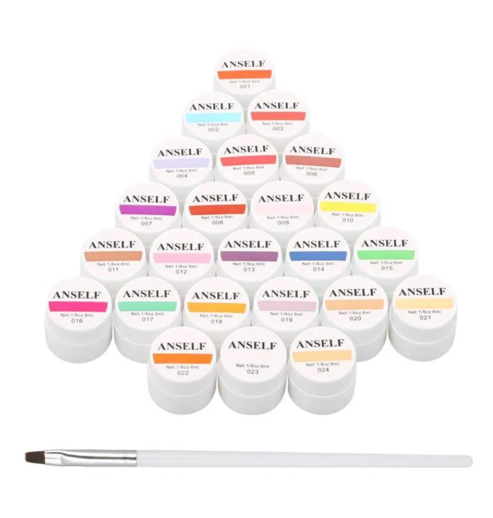 Nail Art Kits 2430 Colors Polish Pigment Set Glue UV Gel Builder Solid Extension With One BrushNail KitsNail6020674