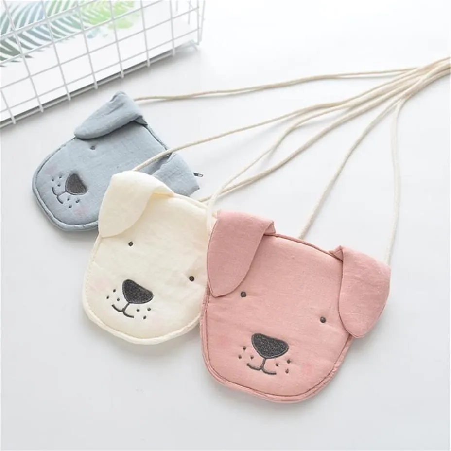 Porte-monnaie pour enfants filles, sac Hobos, Mini petit tissu en coton mignon, dessin animé chien Animal, accessoires coréens, cadeau entier 251O