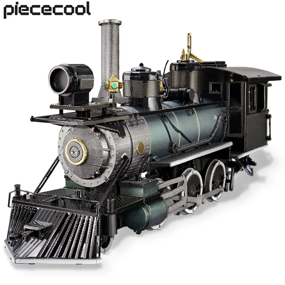 Puzzles Piececool Puzzle 3D Metal Mogul Locomotive 282pcs Model Model Zestaw budowlany DIY Toys dla dorosłych 231116