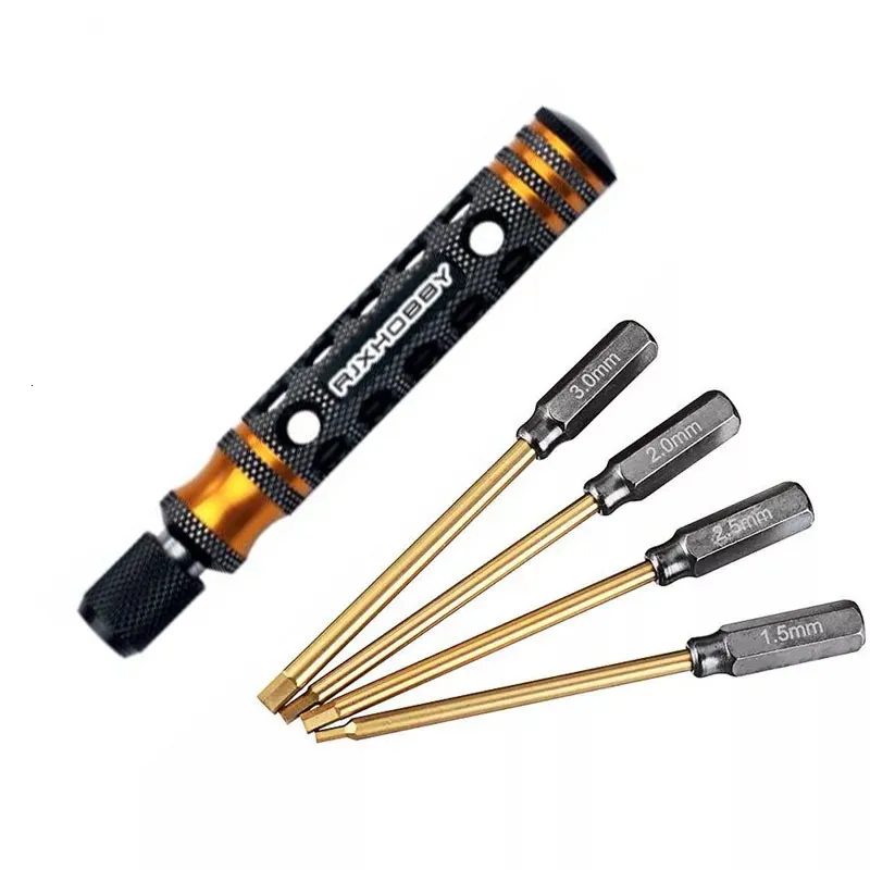 Screwdrivers RJX 4 In1 6.35mm Hexagon Screwdriver For RC Car Boat Airplane Helicopter FPV Drone Repair Tool 230417