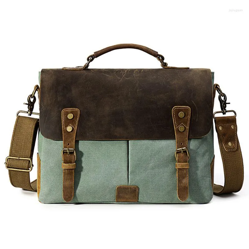 Aktentaschen Herren Canvas Aktentasche Business Schulter Umhängetasche Messenger Laptop Handtasche