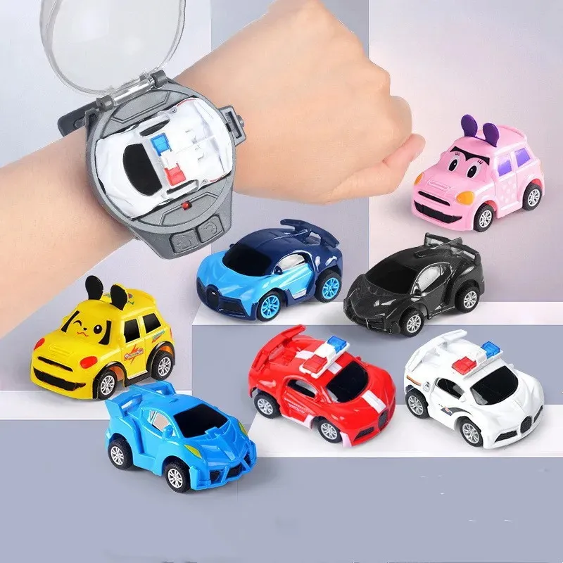 Montre télécommandée de voiture électrique RC, mini bracelet mignon 2 4GHz, détection infrarouge, véhicule de course électrique, chargement USB, jouet intelligent, cadeau pour enfants 231117