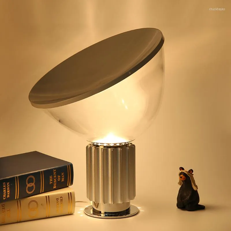 Tafellampen Kroonluiers Lichten Moderne LED Radar Lamp Black Sliver Rose Gold Metal Glass Lamp voor slaapkamer El beddecoratie