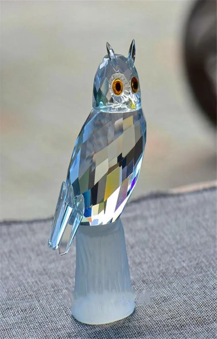 X039mas Gifts Crystal Owl Figurines Paperweight Craft Art Toy Collection Car Ornaments Souvenir Home Wedding Decor4909342