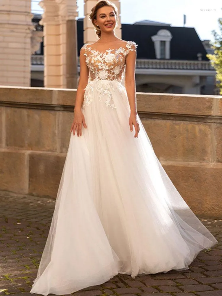 Robes de soirée encolure dégagée robe De mariée 2023 hors de l'épaule perles mariage Appliques balayage Tulle Train Vestido De Novia