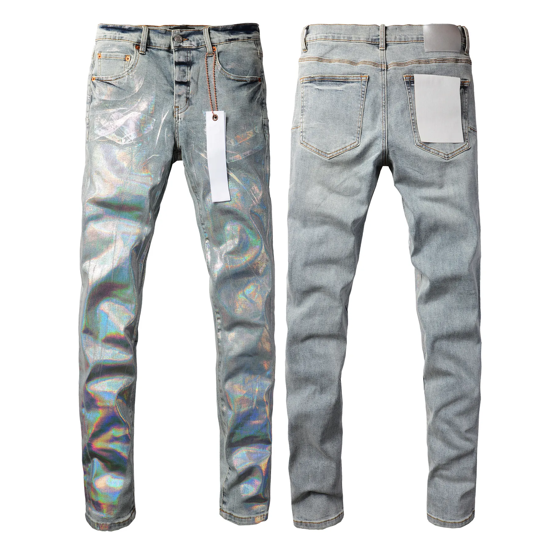 DHgate.com:Mens Purple Designer Jeans, Ripped Stacked Long