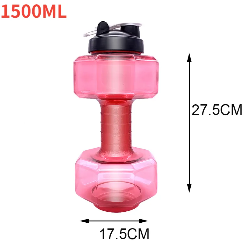 Bottiglia d'acqua portatile a forma di manubri in plastica ad alta capacà da 1 pz 1500 ml Bottiglia sportiva con manubri fness creativi  15