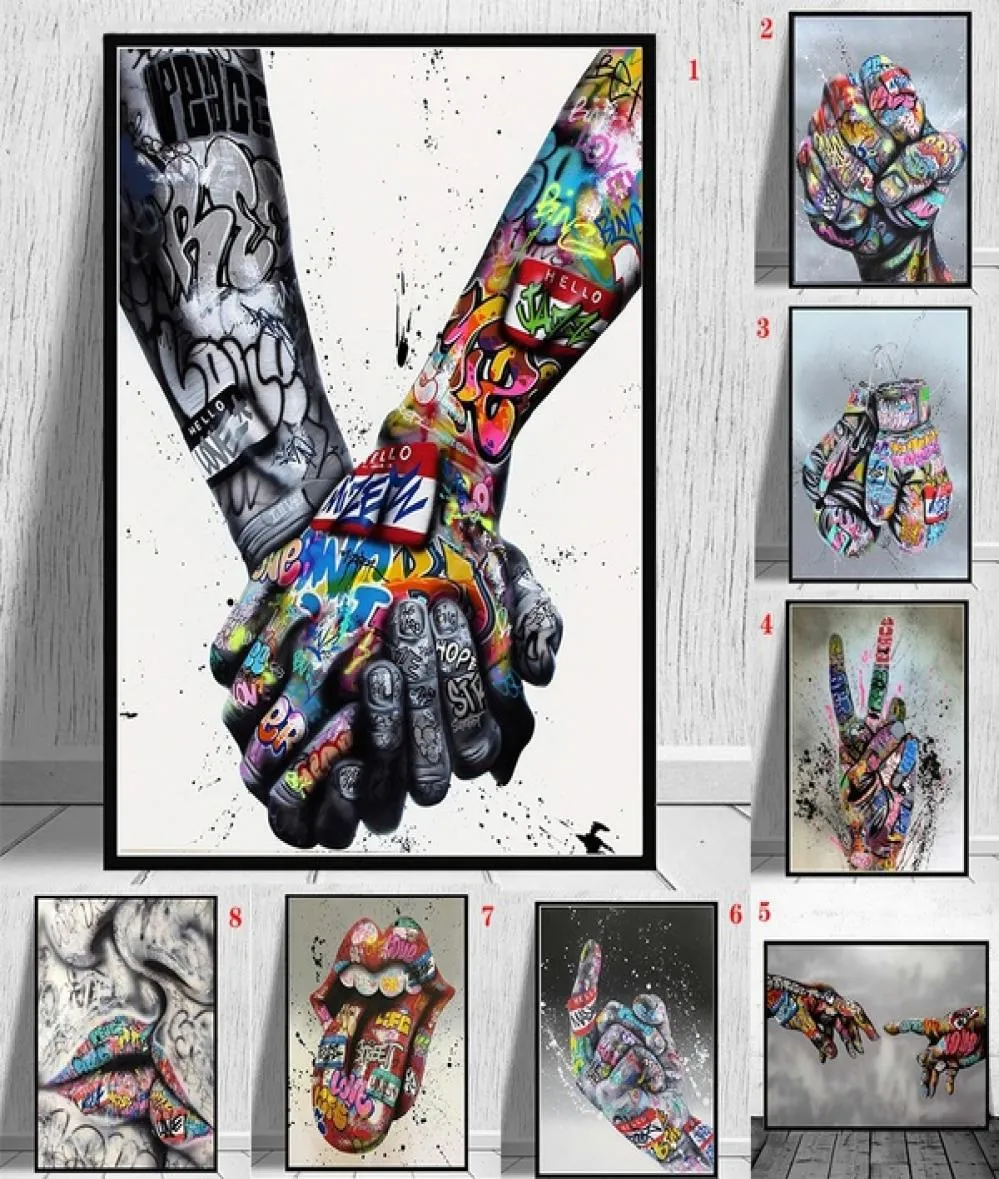 2021 Street Graffiti Art Canvas Målar Lover Hands Art Wall Affischer and Prints Inspiration Artwork Bild för vardagsrumsdekor9744054