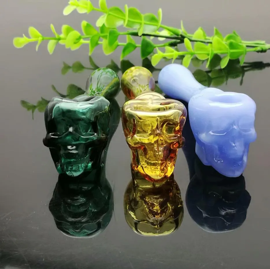 Pipe à fumer Mini narguilé bongs en verre Forme en métal coloré Ensemble à fumer en verre squelette coloré