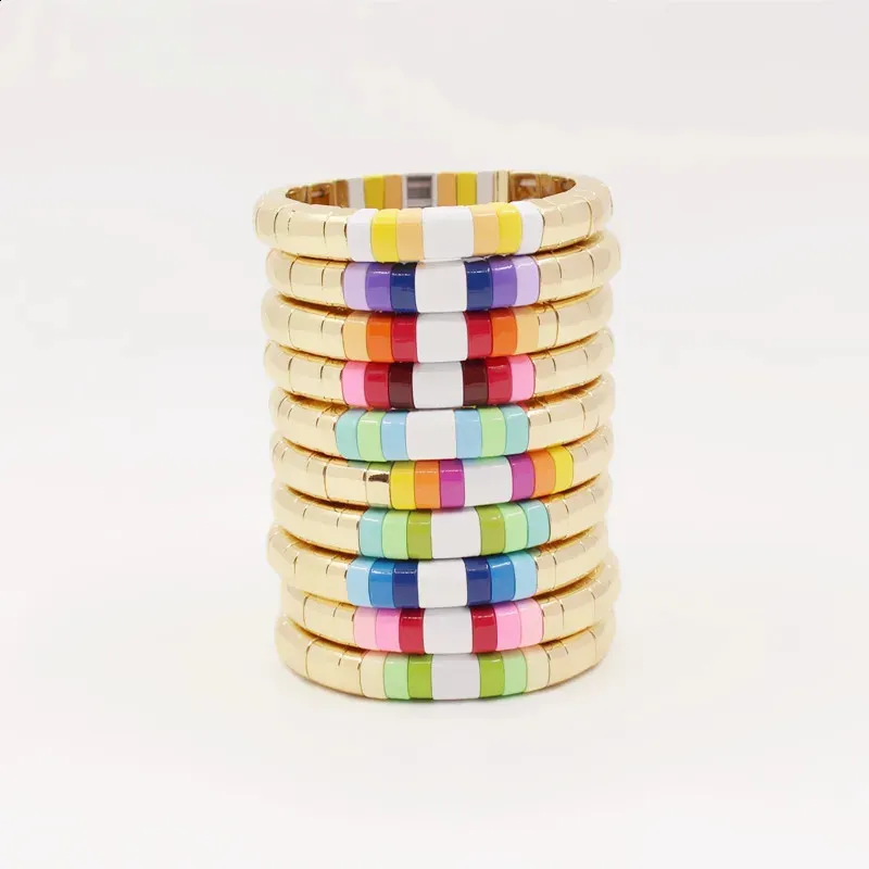 Cuff esmalte contas geométricas semi-redondas contas douradas e elegantes pulseiras femininas high-end estilo étnico banquete jóias 231116