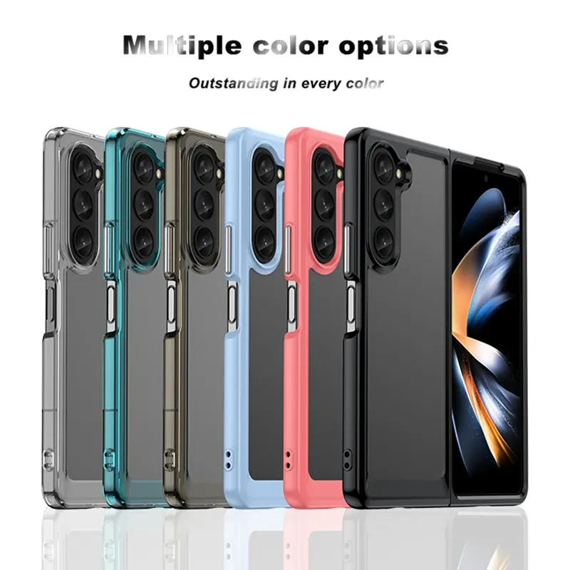 Funda dura de acrílico transparente a prueba de golpes para teléfono Samsung Galaxy Z Fold 5 4 3 Z Flip3 Flip4 Flip5 Color caramelo TPU parachoques cubierta trasera protectora resistente