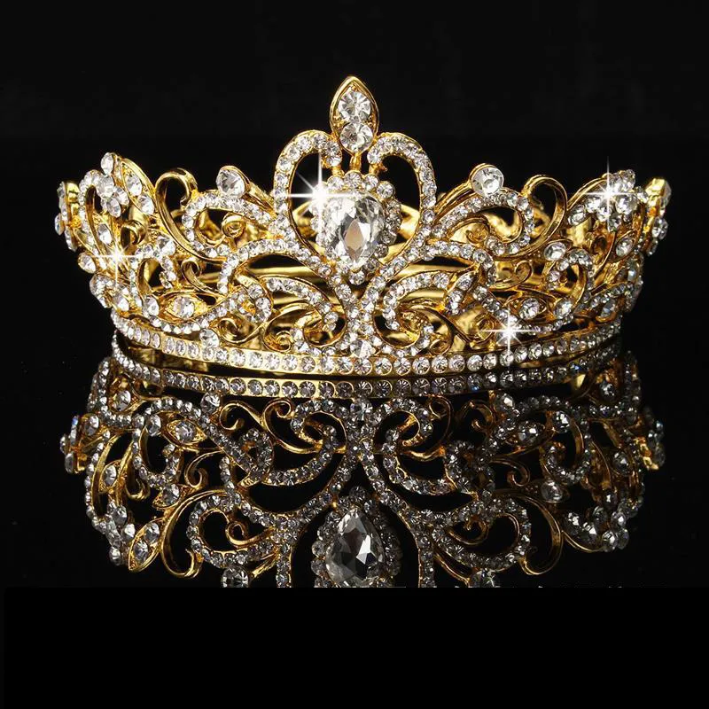 New Bride Jewelry Baroque Alloy Diamond Crown Full Crown Wedding Dress Accessories