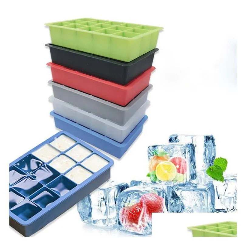 Other Bar Products 15 Grid Big Ice Tray Mold Box Large Food Grade Sile Cube Square Diy Bar Pub Wine Blocks Drop Delivery Home Garden K Dhhvi