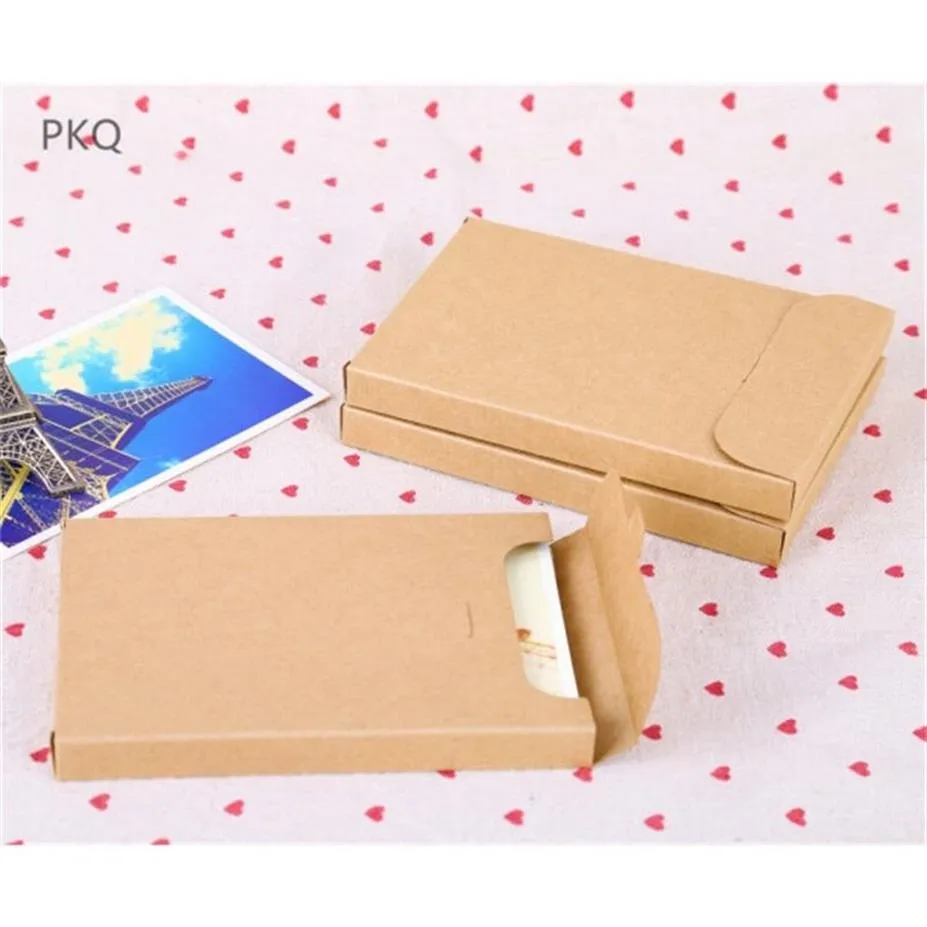 50pcs Blank Kraft Paper Envelope Packaging Box For Postcard Po Box Greeting Card Packing Cardboard Box 15 5 10 8 1 5cm 210517263O