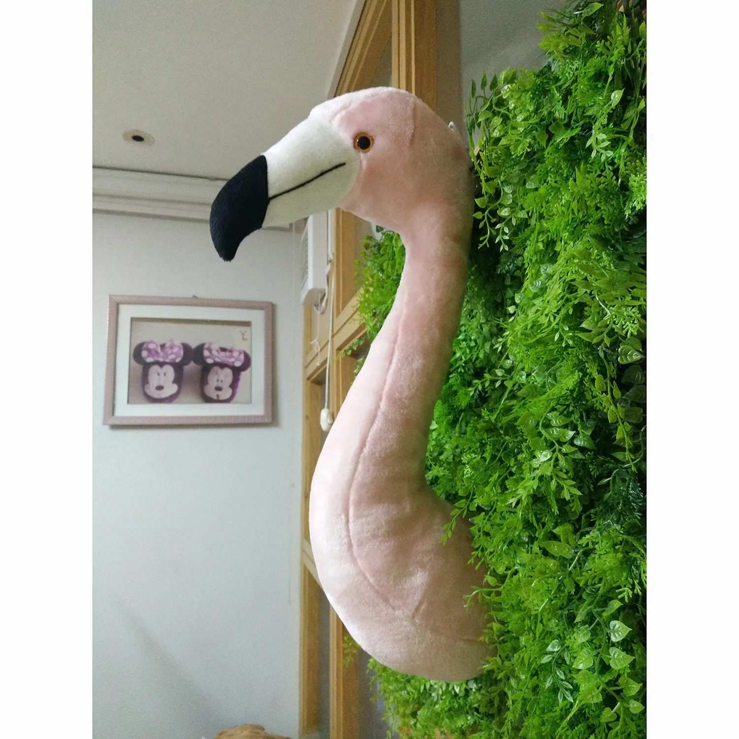 Decorazioni da parete farcito peluche decorativo testa di fenicottero rosa per la parete della camera da letto 3D animali imbalsamati peluche in stile lovley 230417