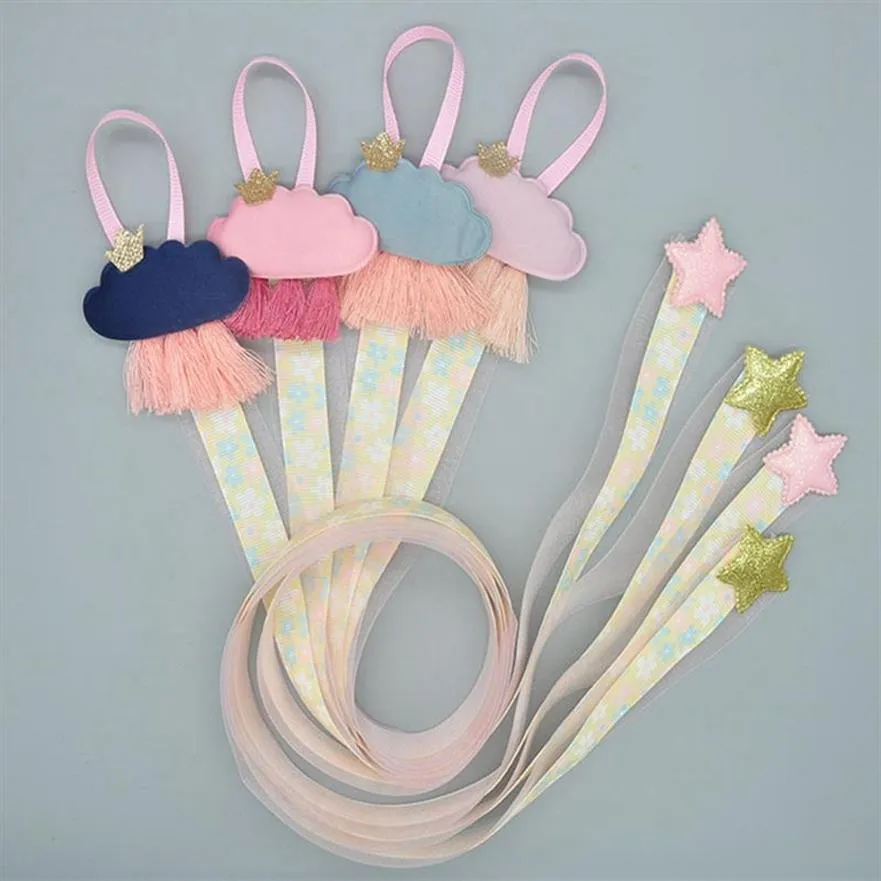 Hair Accessories Clouds Holder Long Clips Organizer Wide Grosgrain Ribbon Storage Belt Print For Girls Kids294i