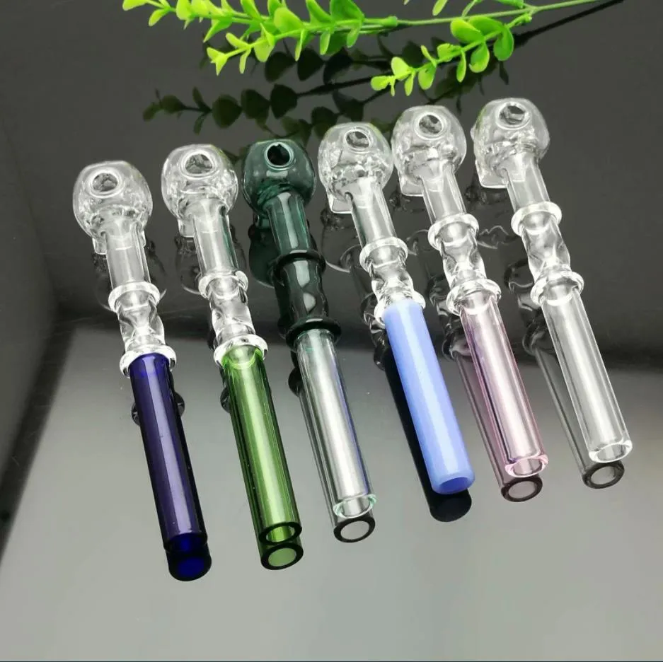 Pipa para fumar Mini cachimba bongs de vidrio Forma de metal colorido Olla recta de hueso de doble color de 2 ruedas