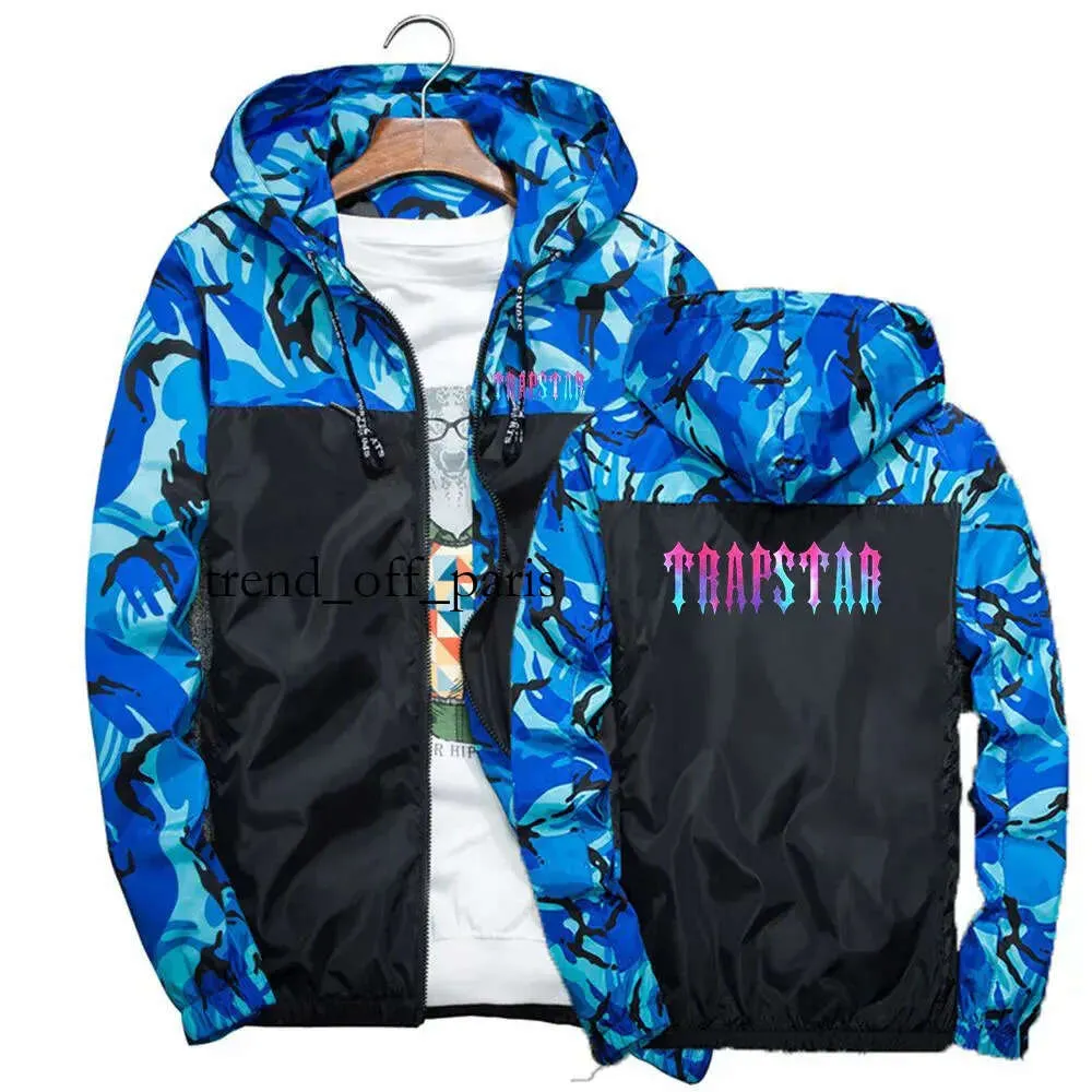 Trapstar London Men's Long Sleeves Splicing Camouflage Windbreaker Jackets Sporting Slim Zipper Hoodies Coats Clothing 220926 255 351