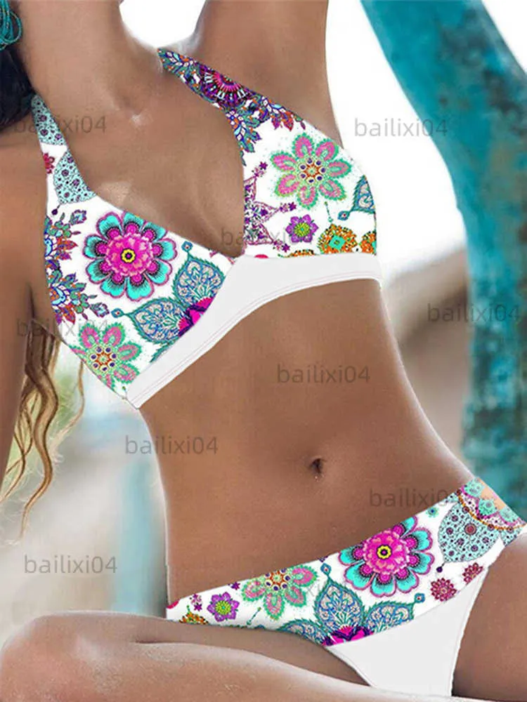 halter top bikini high waisted